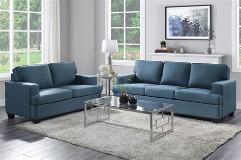 Elmont Living Room Set Blue Homelegance Furniture Cart