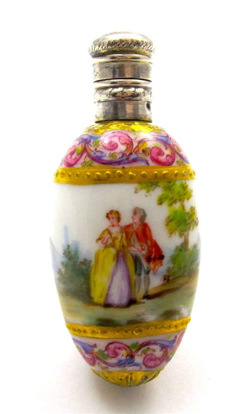 A High Quality Antique French Hand Painted Porcelain Perfume Bottle