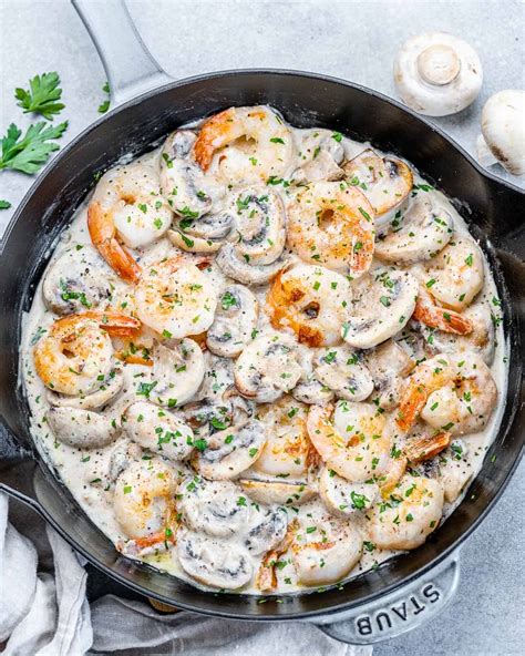 Garlic Shrimp In Creamy Mushroom Sauce Healthy Fitness Meals