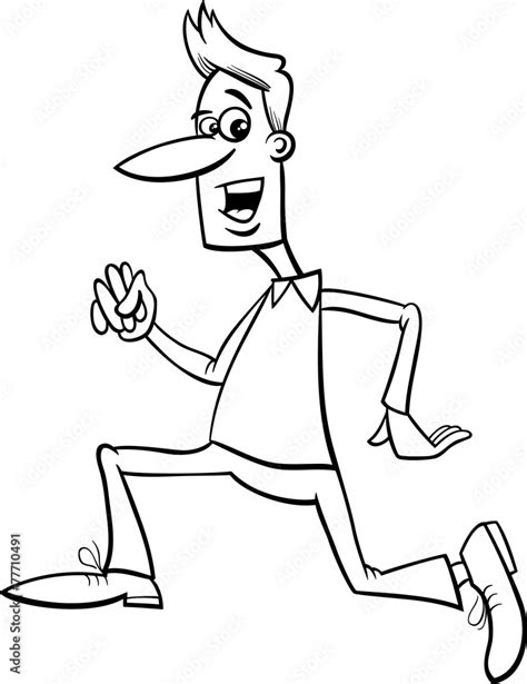 running man cartoon coloring page stock vector adobe stock