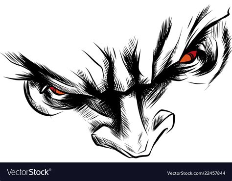 Face Demon With Angry Red Eyes Royalty Free Vector Image