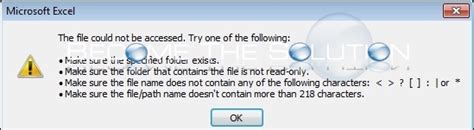 Word document the file *.doc is not found error: Fix: Excel - The File Could not be Accessed. Try One of ...