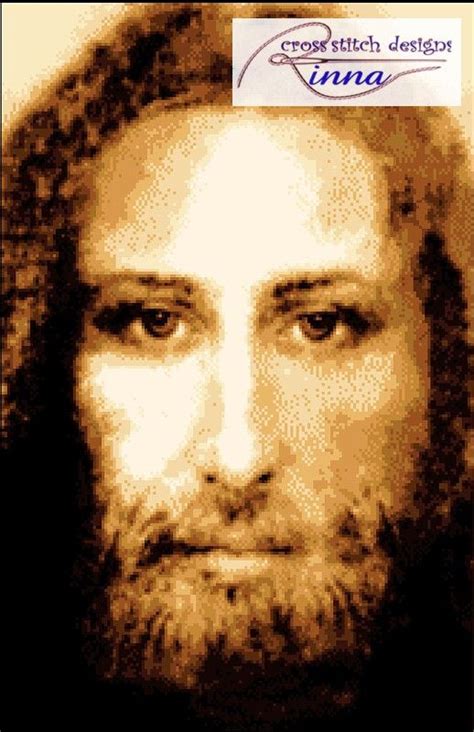 Jesus Face Crossstitch In Sepia Colors Cross Stitch Jesus Face
