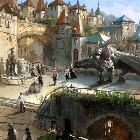 Town By Jc Park On Artstation Fantasy Landscape Fantasy Concept