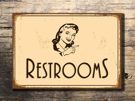 RESTROOM SIGN Restroom Signs Vintage Style Restroom Sign Etsy