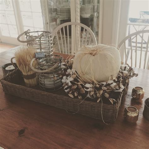 Fall Centerpiece In This Huge Pottery Barn Basket Tray Pottery Barn