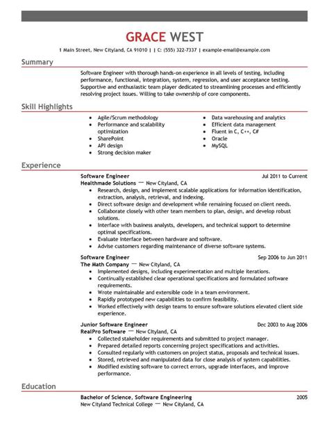 Software Engineer Resume Template For Microsoft Word