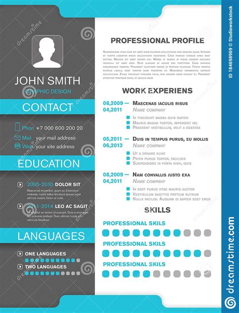 Cv Personal Profile Professional Resume Design Stock