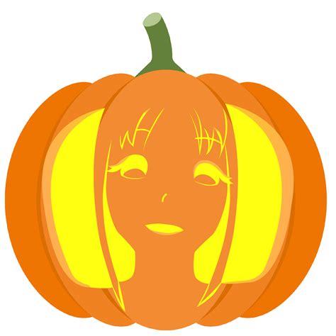 Anime Girl Pumpkin Stencil | Free Printable Papercraft Templates