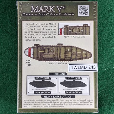 Mark V Star Male Or Female Tanks Gbbx03 Great War Wwi Flames