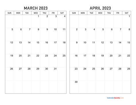 March And April 2023 Calendar Calendar Quickly