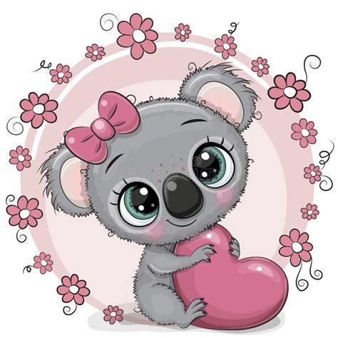 Cute Cartoon Koala With Heart Greeting Card Cute Cartoon Koala With
