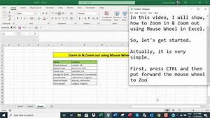 Zoom In Zoom Out Using Mouse Wheel In Excel Youtube