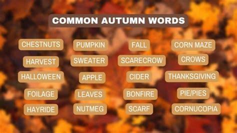 100 Autumn Words Vocabulary Words For Fall Capitalize My Title