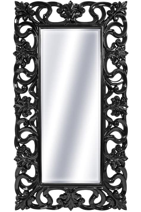 lustro designerskie apollo w czarnej ramie błyszczące w stylu glamour prostokąt 92x167 artdeco