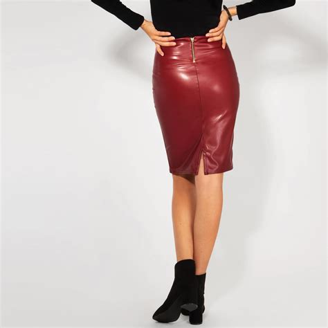 womens ladies leather pencil skirt sexy wet look stretch pu mini midi bodycon ebay