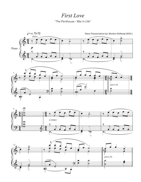 the penthouse 펜트하우스 bgm first love piano arrangement sheets by morten gildberg