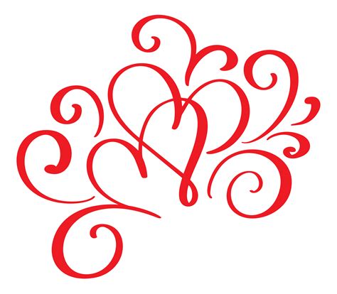 Vector Valentines Day Of Flourish Calligraphy Vintage Red Hearts 370900