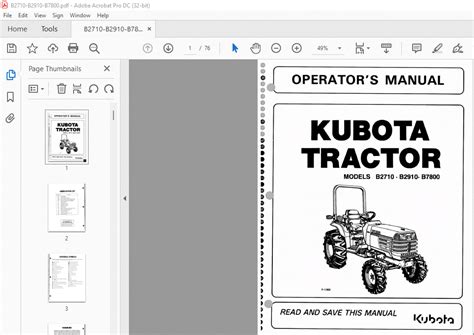 Kubota B2710 B2910 B7800 Tractor Operators Manual Pdf Download