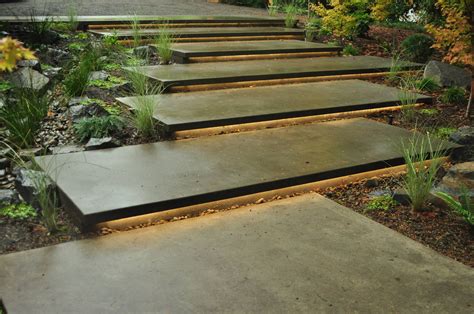 Cantilevered Steps With Hidden Lighting Landscape Stairs Exterior