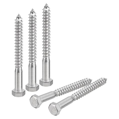 Hex Head Lag Screws Bolts, 3/8" x 4" 304 Stainless Steel Partial Thread