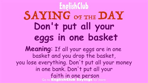 Dont Put All Your Eggs In One Basket Vocabulary Englishclub
