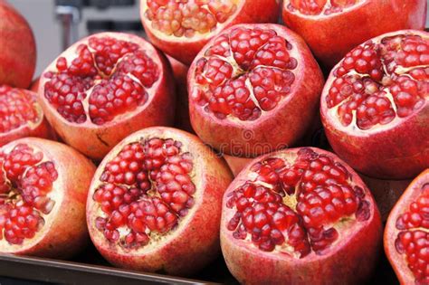 Pomegranate Fruits Is Displayed For Sale In The Market Stock Photo