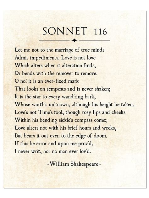 Sonnet 116 By William Shakespeare Poetry Art Love Poem Love Etsy