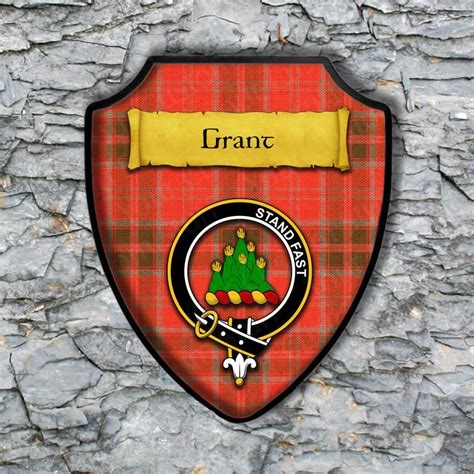Grant Shield Plaque With Scottish Clan Coat Of Arms Badge On Etsy