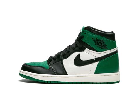 Nike Air Jordan 1 Green Pine бело зелено черные кожаные мужские женские