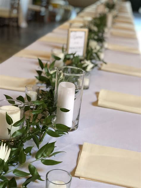 Greenery On Long Tables For Wedding Simple Wedding Decorations Table