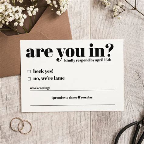 Are You In Funny Wedding Rsvp Card Zazzle