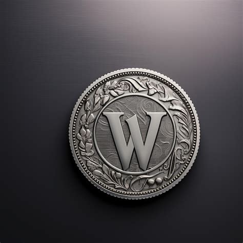 Premium Photo The Intriguing Memento The Enigmatic Wemblazoned Silver Coin On A Gray Canvas