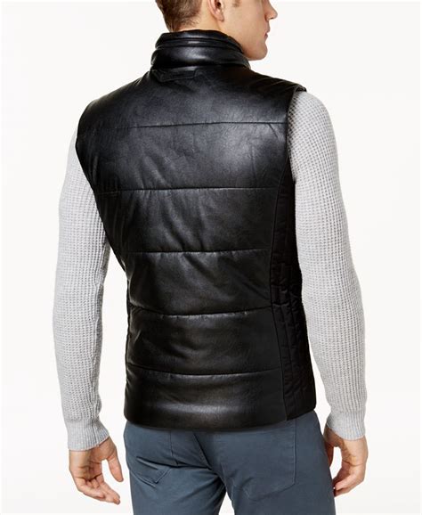 Calvin Klein Mens Faux Leather Puffer Vest And Reviews Coats And Jackets