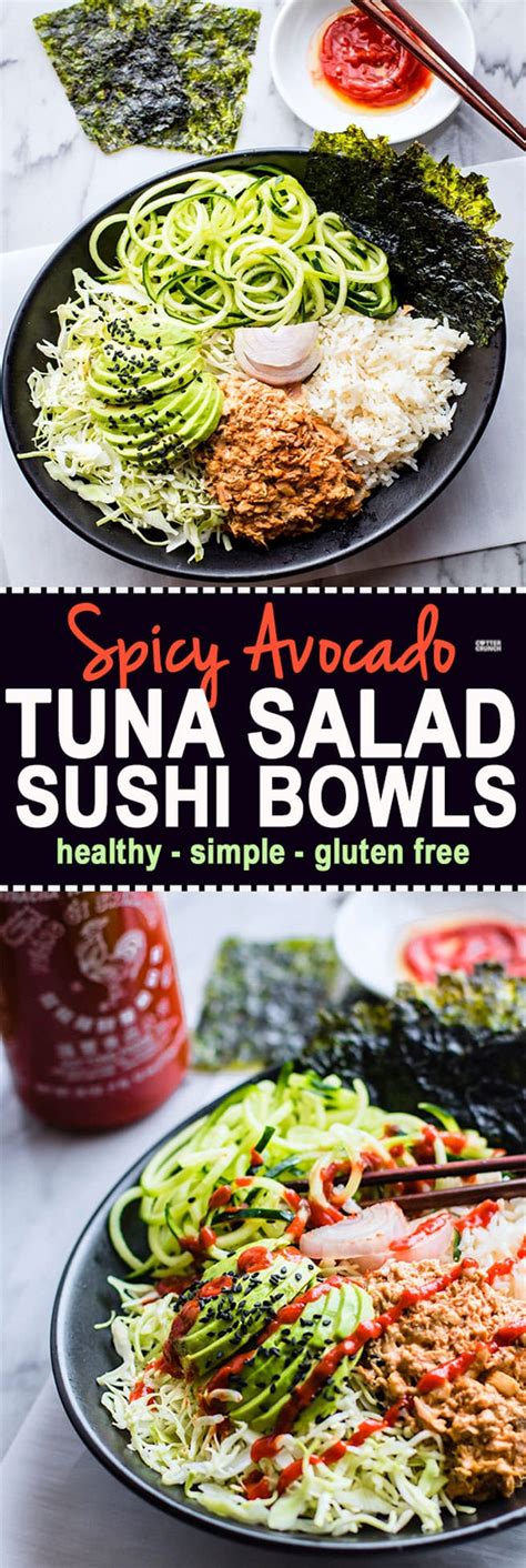 Healthy Avocado Tuna Salad Sushi Bowls Low Mercury Gluten Free