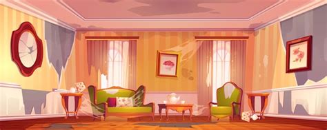 Cartoon Living Room Interior Background Template Cozy House Apartment