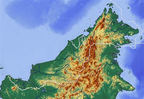 Malaysia Borneo Topographic • Map •