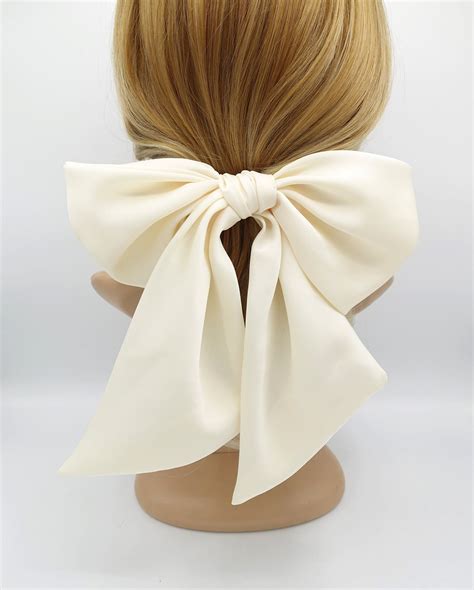 Satin Giant Hair Bow French Barrette Wide Tail Oversized Women Etsy