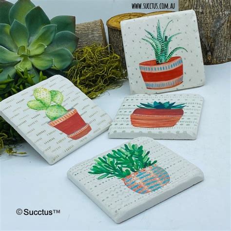 Potted Plants Tile Coaster Set 4 96cm X 96cm Succtus Online Store