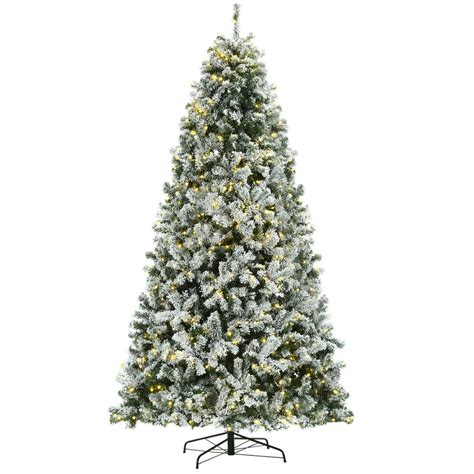 Homcom 456759ft Snow Flocked Fake Christmas Tree With Branches Led