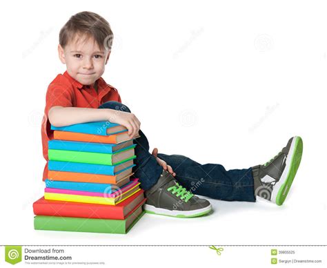 Young Boy With Books Stock Image Image Of Rest Clever 39805525