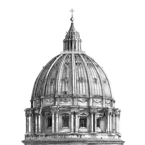 St Peters Dome Rome Architectural Art Print Basilica Architecture