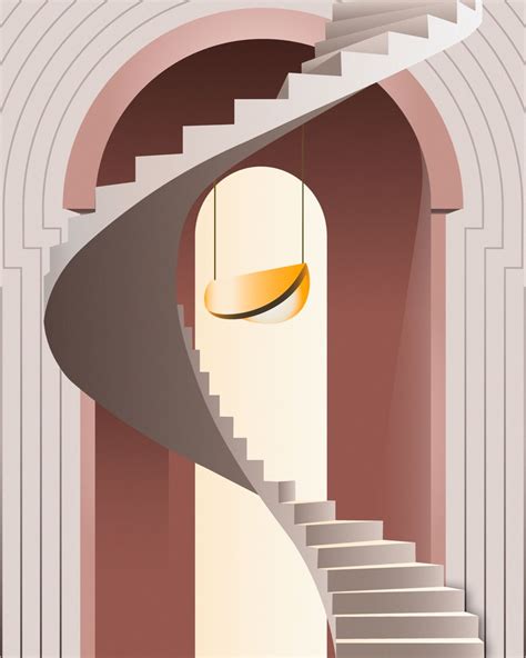 Staircase Graphic Style Art Print Architecture Poster Creative