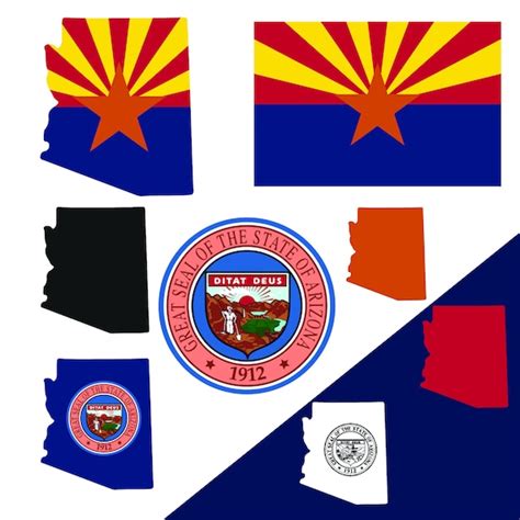 Arizona State Map Flag And Symbols Clipart Collection Ai