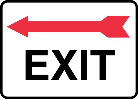 Exit Left Arrow Above Safety Sign Madc538