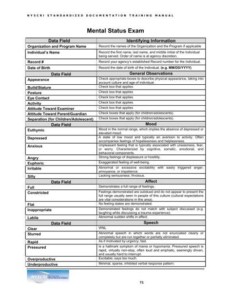 Mse Mental Status Exam Cheat Sheet