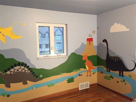 Dinosaur bedroom decor wall art prints gift idea for nursery and kids room canvas wall art watercolor dinosaur boys room decor framed wall art 4 pieces canvas art print gallery wrapped wall art prints teen room décor. ZoogieArt: Conner's Dinosaur Room