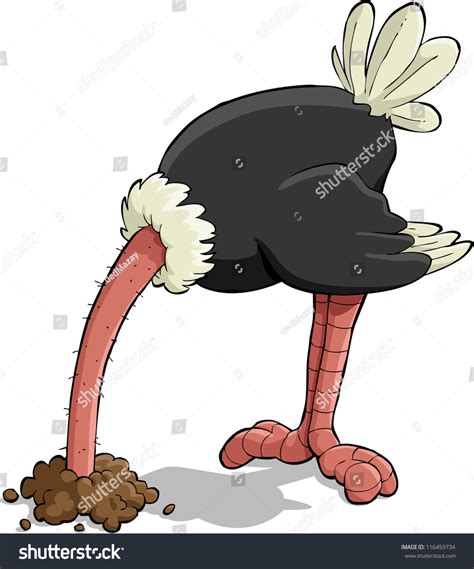 Ostrich Hiding Its Head In The Sand Vector Illustration 116459734