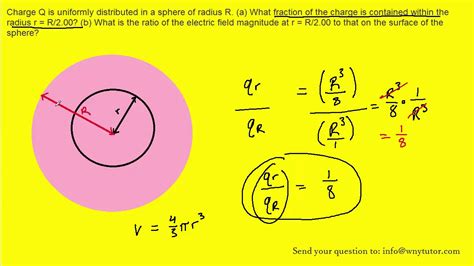 charge q is uniformly distributed in a sphere of radius r youtube