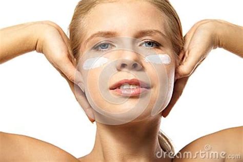 Woman Applying Moisturizer Cream On Face Isolated Stock Image Image Of Adult Female 35509389